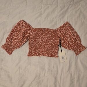 Billabong Floral Smocked Cropped Top